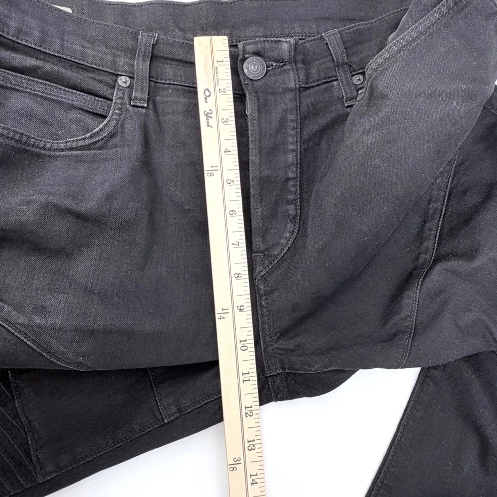 True Religion Rocco Moto Jeans Mens 34 Black Relaxed Skinny Skater Biker Moto
